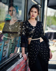 Drape Skirt Set with Ruffle Dupatta - Georgette Crepe