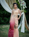 Peplum Crop Top and Flared Pants Fusion Set