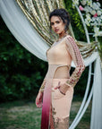 Peplum Crop Top and Flared Pants Fusion Set