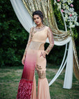 Peplum Crop Top and Flared Pants Fusion Set