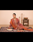 Orange Crepe Suit Set with Farsi Salwar with Canvas tote bag