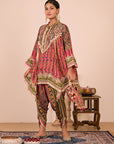 Magenta Crepe Suit with Tulip Pants and Festive Canvas tote bag