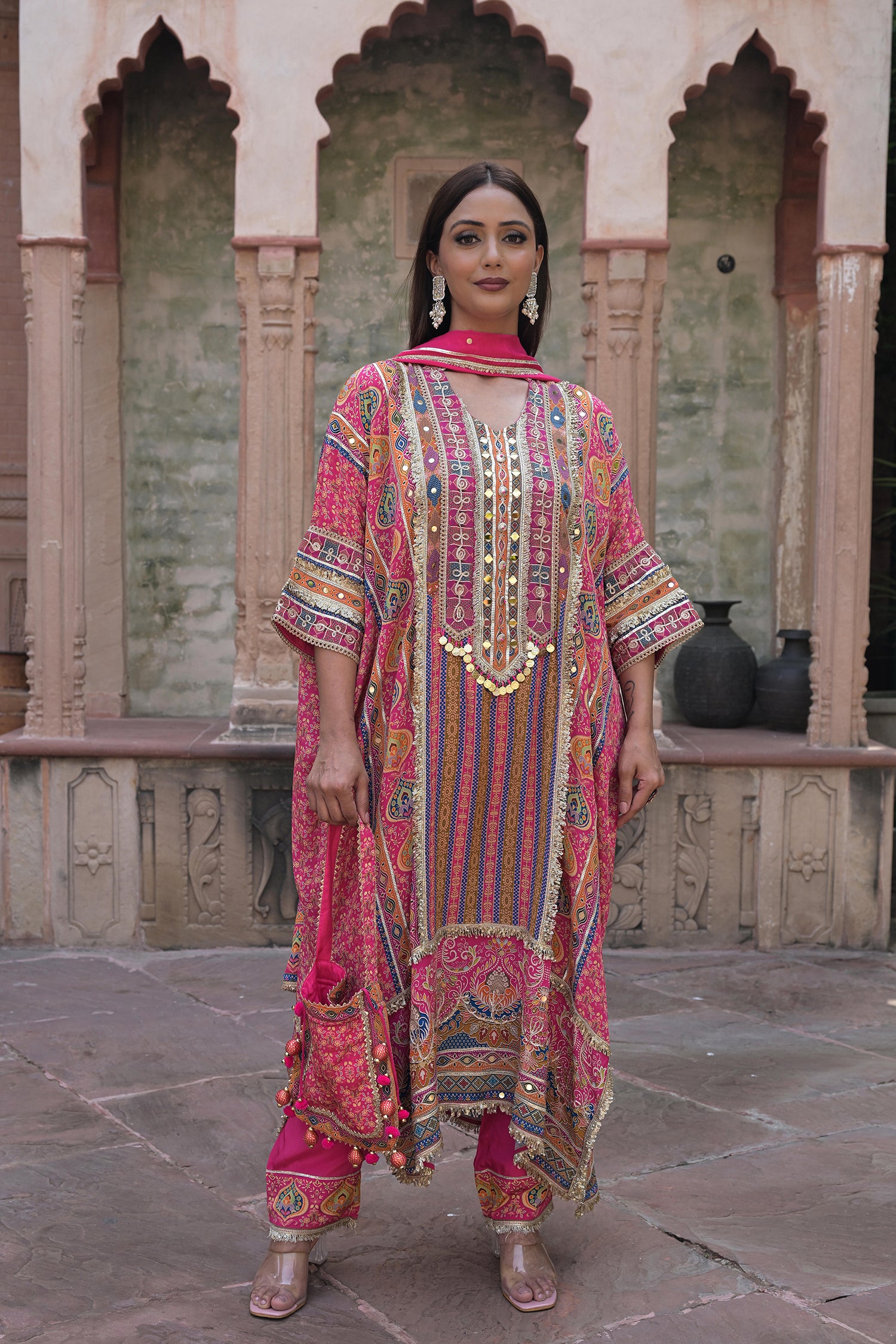 strapless open back dress Buy Rani Pink Crepe Kaftan Pant Set Ethnic Party Outfit for Female by Ishum