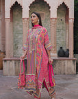 Rani Pink Crepe Kaftan Pant Set Ethnic Party Outfit