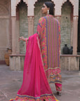 Rani Pink Crepe Kaftan Pant Set Ethnic Party Outfit