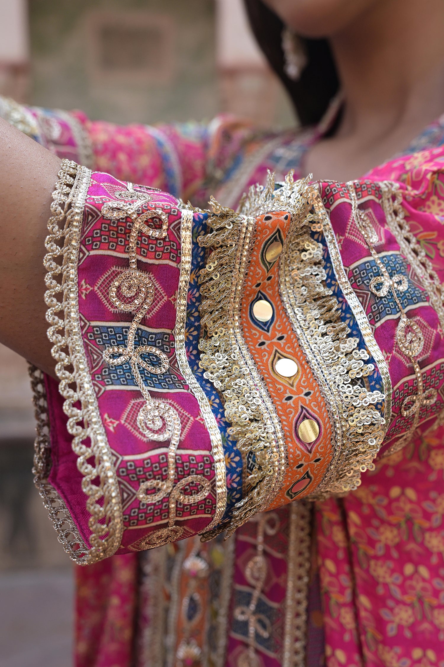 Rani Pink Crepe Kaftan Pant Set Ethnic Party Outfit