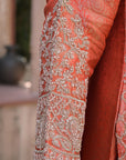 Orange Brocade Kurti Pant Set Designer Indian Ethnic Wear