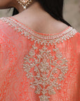 Orange Brocade Kurti Pant Set Designer Indian Ethnic Wear