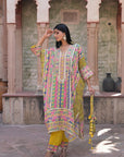 Yellow Crepe Kaftan Pant Set Designer Traditional Festive Look