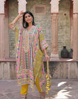 Yellow Crepe Kaftan Pant Set Designer Traditional Festive Look