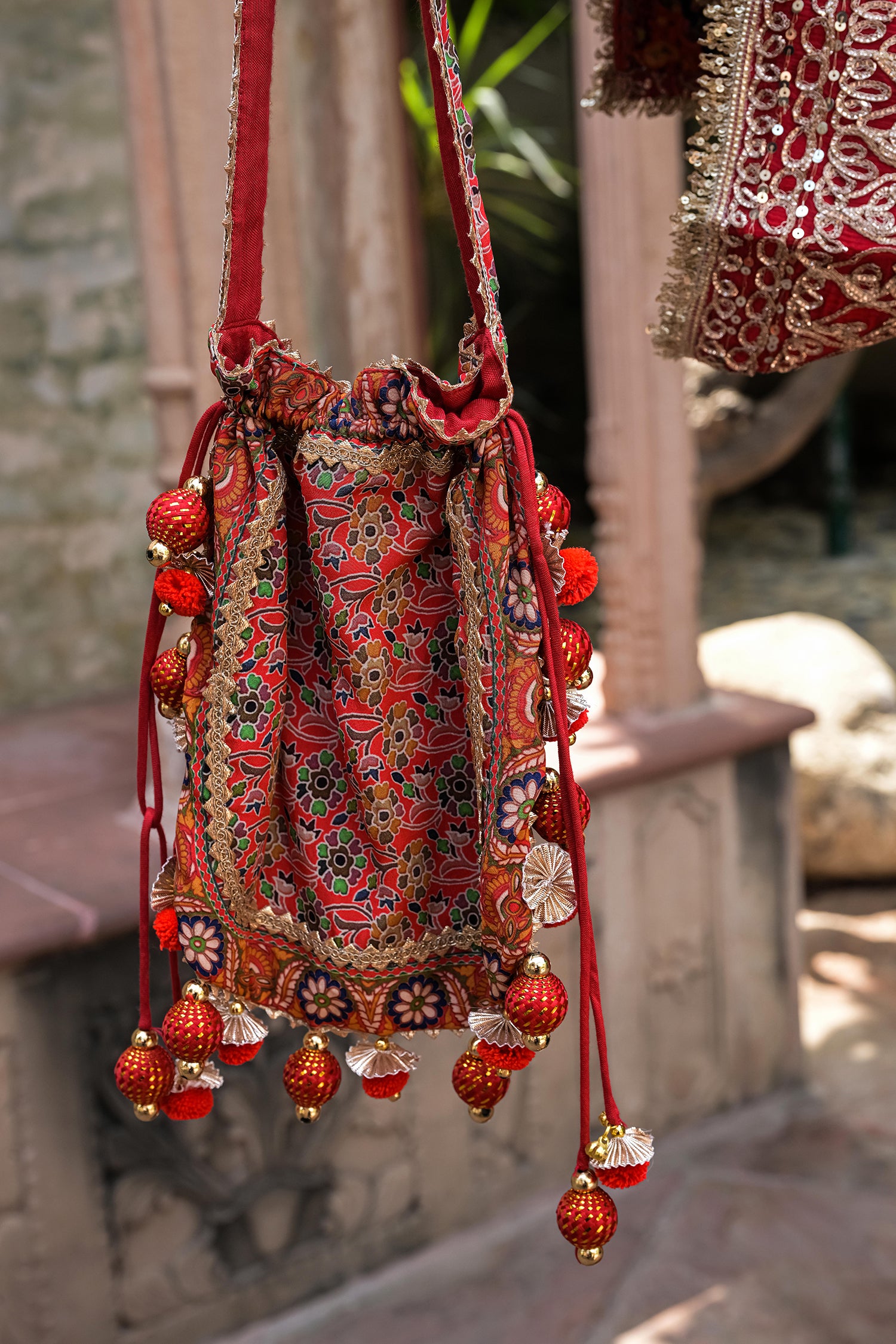 Stunning Red Chinon Kurti Crepe Sharara Suit
