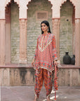 Red Viscose Crepe Suit Set with Tulip Pants – Elegant Ethnic Style