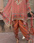Red Viscose Crepe Suit Set with Tulip Pants – Elegant Ethnic Style