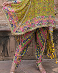 Green Viscose Crepe Suit Set with Tulip Pants – Festive Flair