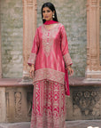 Rani Pink Brocade Kurti Sharara Set Indian Ethnic Wear