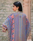 Blue Crepe Kaftan Pant Set Festive Indian Designer Wear