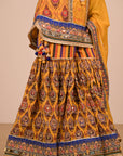 Yellow Crepe Sharara Set with Canvas tote bag with Vibrant Print Motifs
