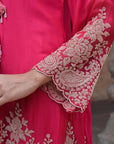 Orange Brocade Kurti Pant Set Festival Ready Indian Party Outfit