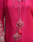 Orange Brocade Kurti Pant Set Festival Ready Indian Party Outfit