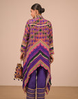 Purple Asymmetric Hem Kurta Set in Crepe Fabric with Canvas tote bag