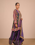 Purple Crepe Suit Set with Farsi Salwar with Canvas tote bag