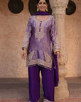 Royal Purple Brocade Kurti Pant Set Designer Party Outfit