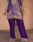 Royal Purple Brocade Kurti Pant Set Designer Party Outfit