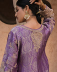 Royal Purple Brocade Kurti Pant Set Designer Party Outfit
