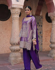 Purple Brocade Kurti Pant Set Elegant Festive Party Look