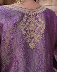 Purple Brocade Kurti Pant Set Elegant Festive Party Look