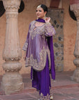 Purple Brocade Kurti Plazzo Set Festive Indian Designer Wear