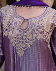 Purple Brocade Kurti Plazzo Set Festive Indian Designer Wear