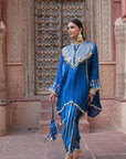 Royal Blue Chinon Kurti Crepe Dhoti Set