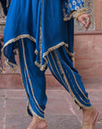 Royal Blue Chinon Kurti Crepe Dhoti Set