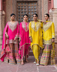 Rani Pink Chinon Kurti Crepe Sharara Dress