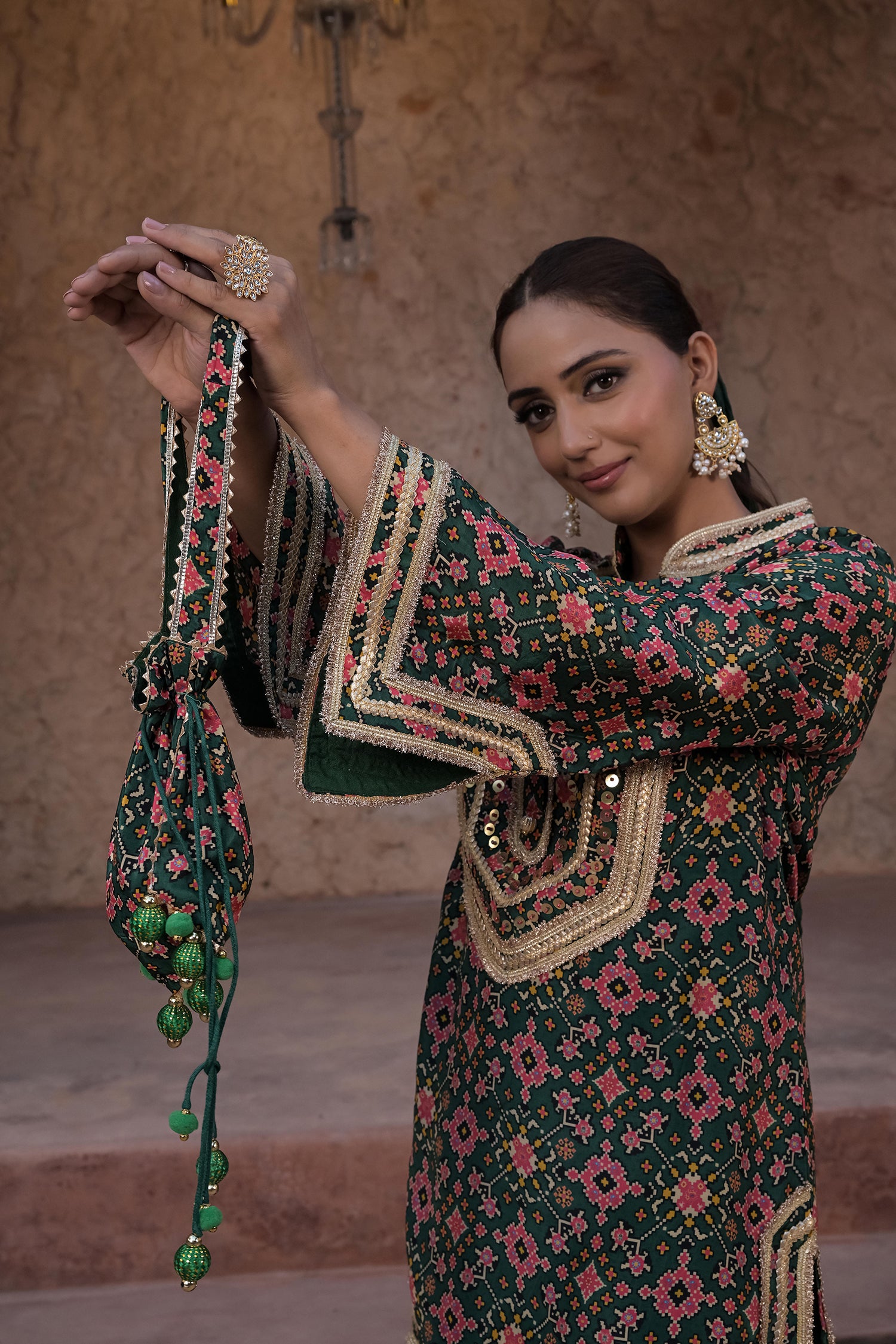 Kai Green Crepe Kurti Pant Set Designer Indian Ethnic Wear
