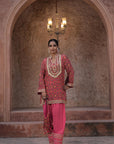 Rani Pink Crepe Kurti Salwar Set Contemporary Festive Fashion