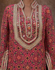 Rani Pink Crepe Kurti Salwar Set Contemporary Festive Fashion