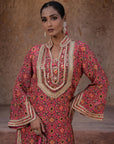 Rani Pink Crepe Kurti Salwar Set Contemporary Festive Fashion