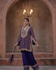 Purple Crepe Kurti Salwar Set Traditional Embroidered Ethnic Wear