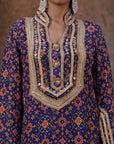 Purple Crepe Kurti Salwar Set Traditional Embroidered Ethnic Wear