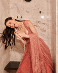 Rose Dust Lehenga Set. 2 (Lehenga + Blouse with attached trail)