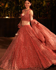 Rose Dust Lehenga Set. 2 (Lehenga + Blouse with attached trail)