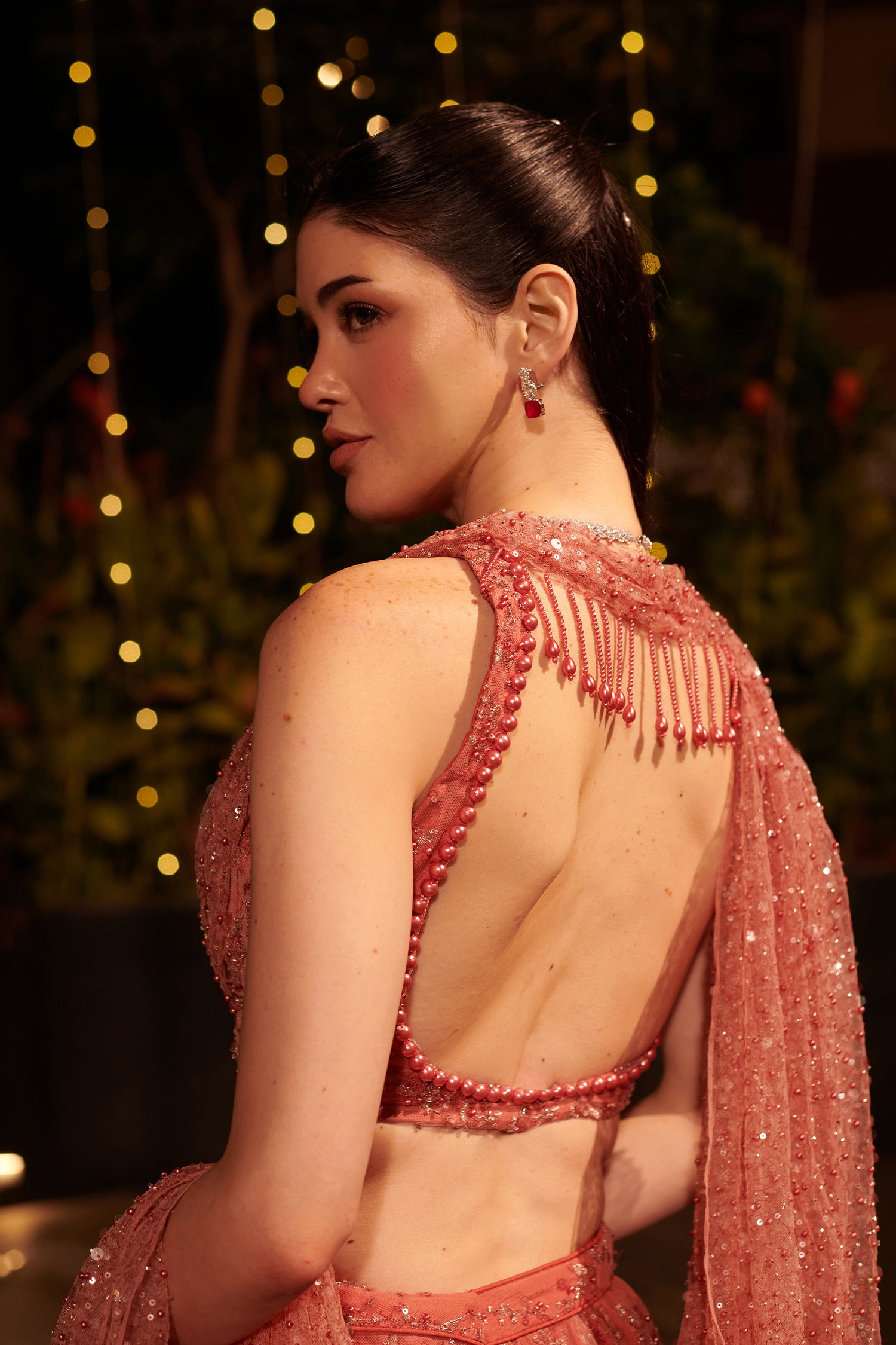 Rose Dust Lehenga Set. 2 (Lehenga + Blouse with attached trail)