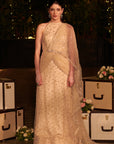 Ivory Infinity Gown. 1 (Gown with attached drape trail)