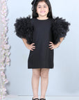 Short Dress with Tulle Sleeves