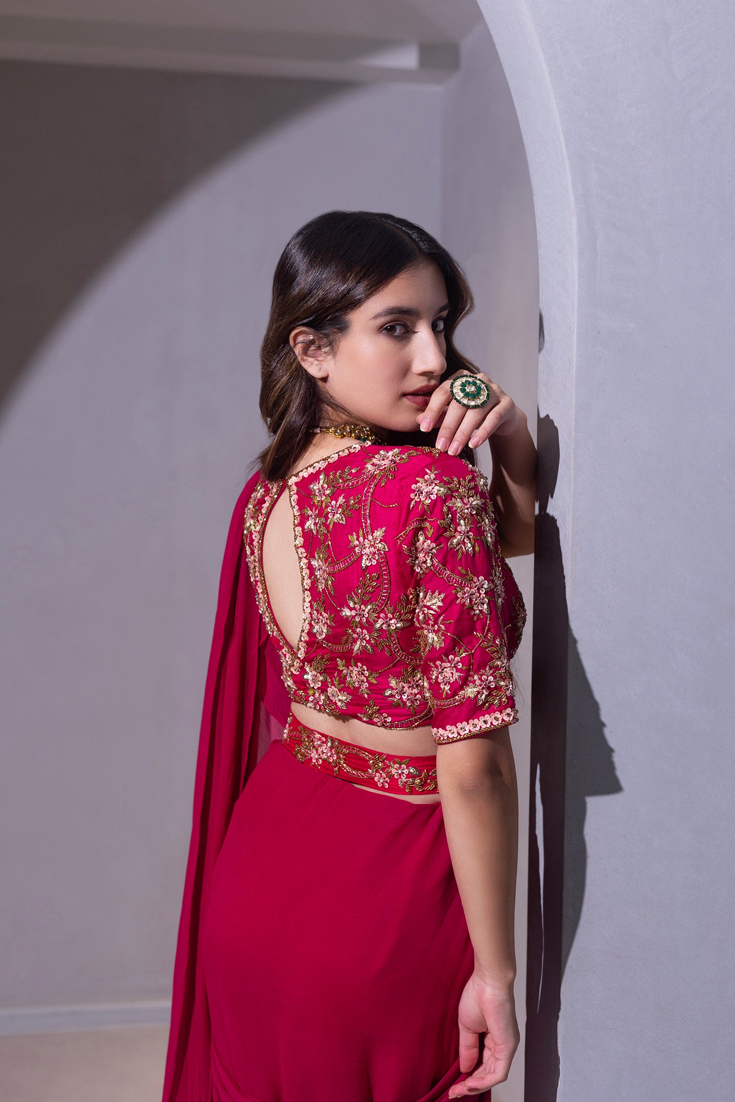 Pink Lotus Saree