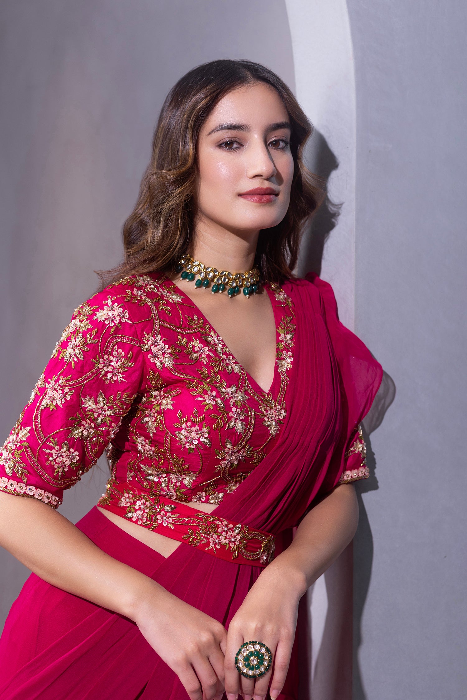 Pink Lotus Saree