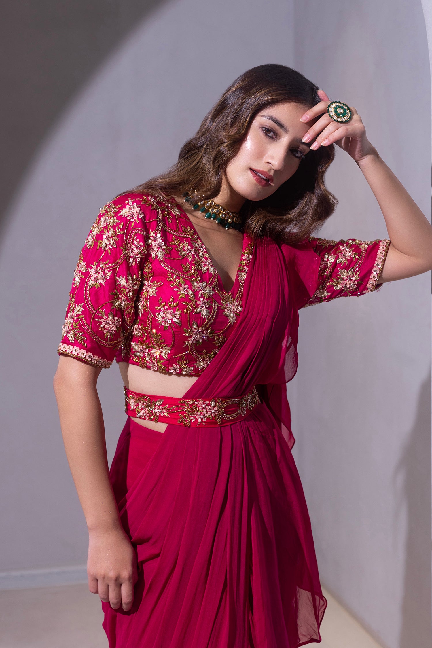 Pink Lotus Saree