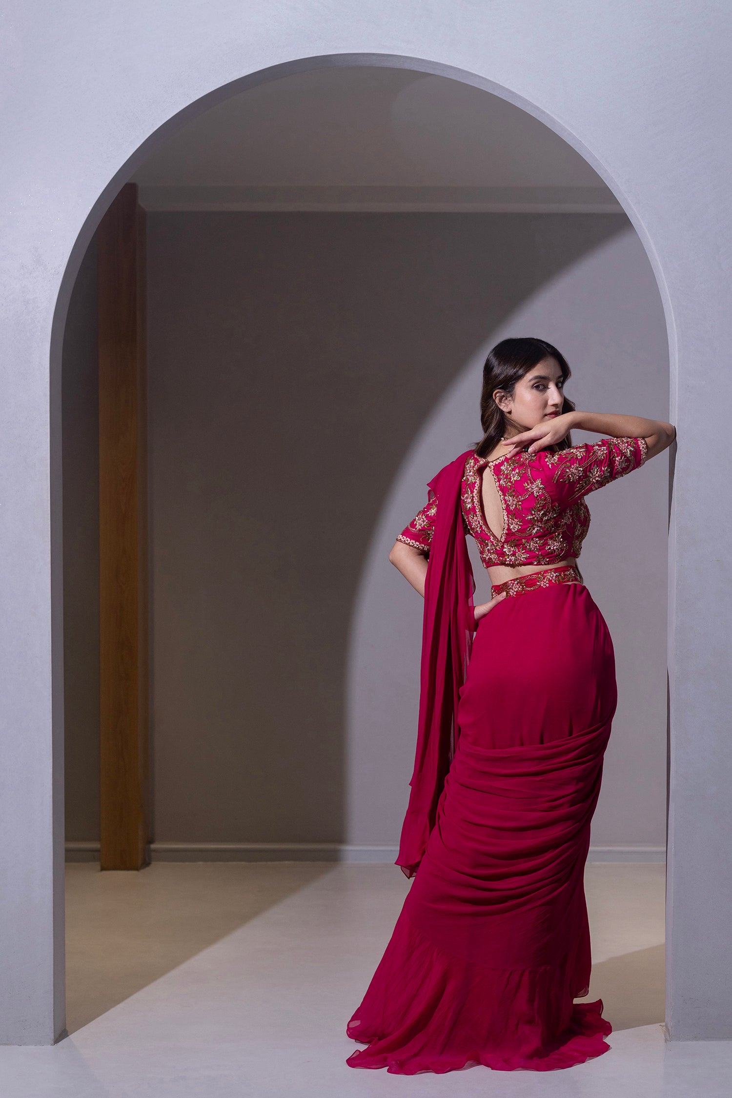 Pink Lotus Saree